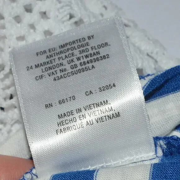 Anthropologie XS women's lace tank blue and white striped by postmark - Picture 4 of 6